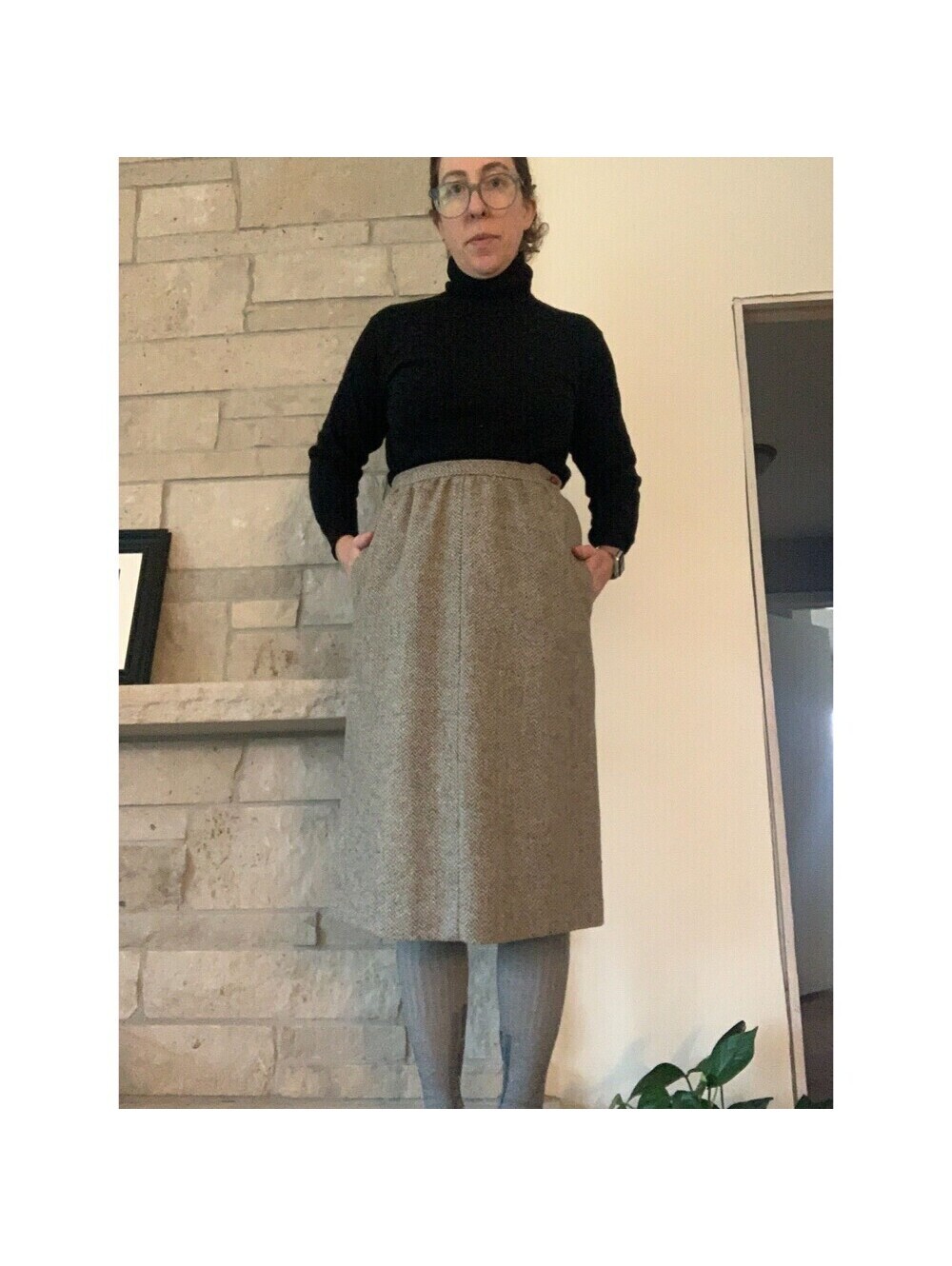 Vintage Union made heritage wool Pencil skirt herringbone 6 dark academia